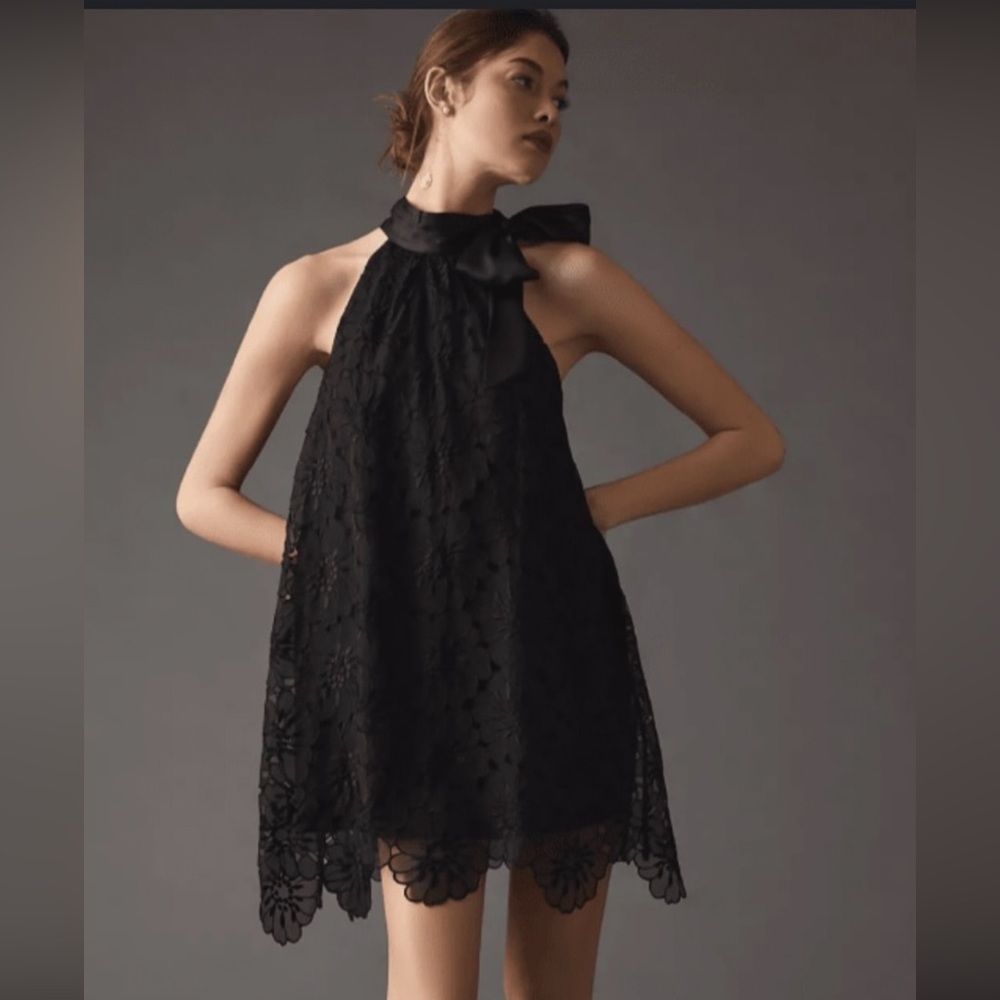 Anthropologie Mini Lace Black Dress - NWT